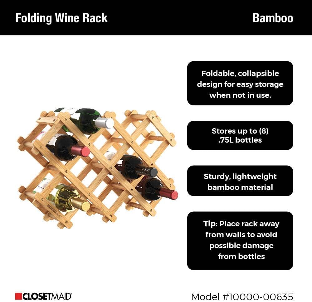 ClosetMaid Bamboo Folding 8-Bottle Wine Rack for Countertops