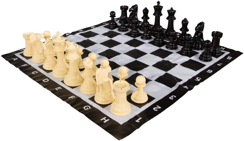 MegaChess 8" Tall Oversized Chess Set with Vinyl Roll-up Board