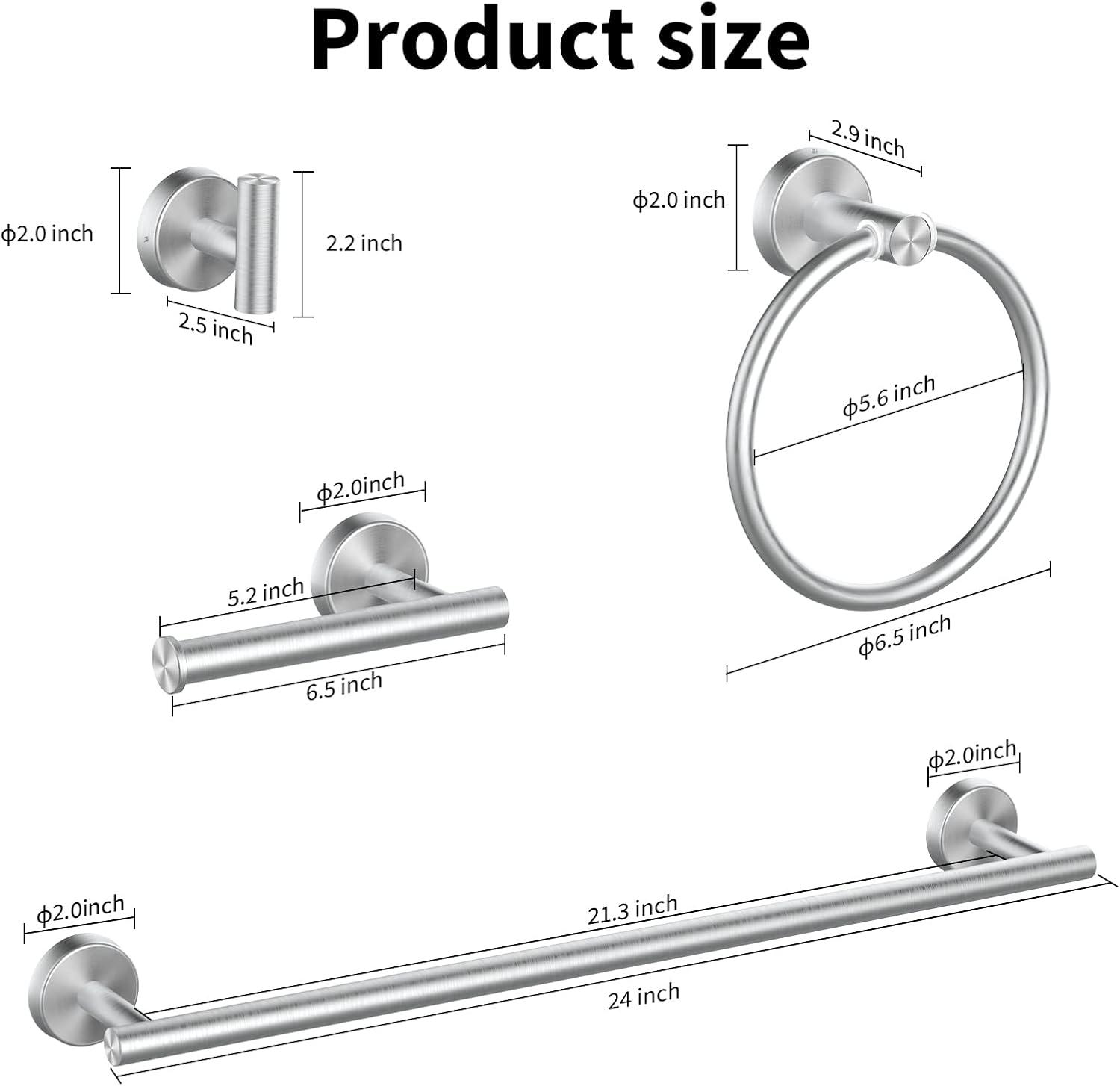 Brushed Nickel 8-Piece Stainless Steel Bathroom Hardware Set