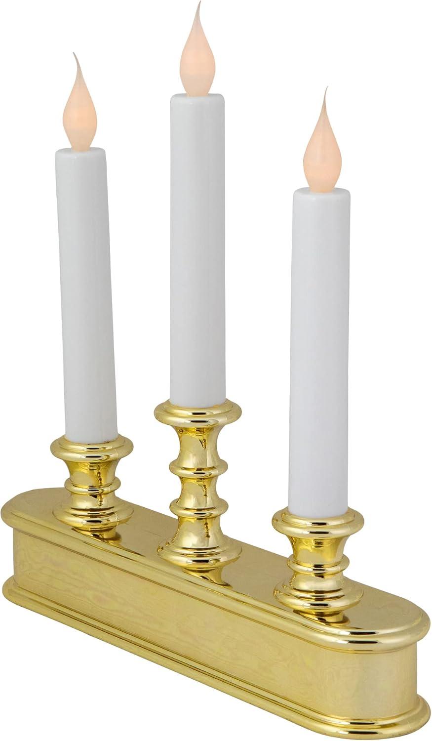 Elegant Gold Base LED Candolier, 10" Frosted Christmas Candle Display