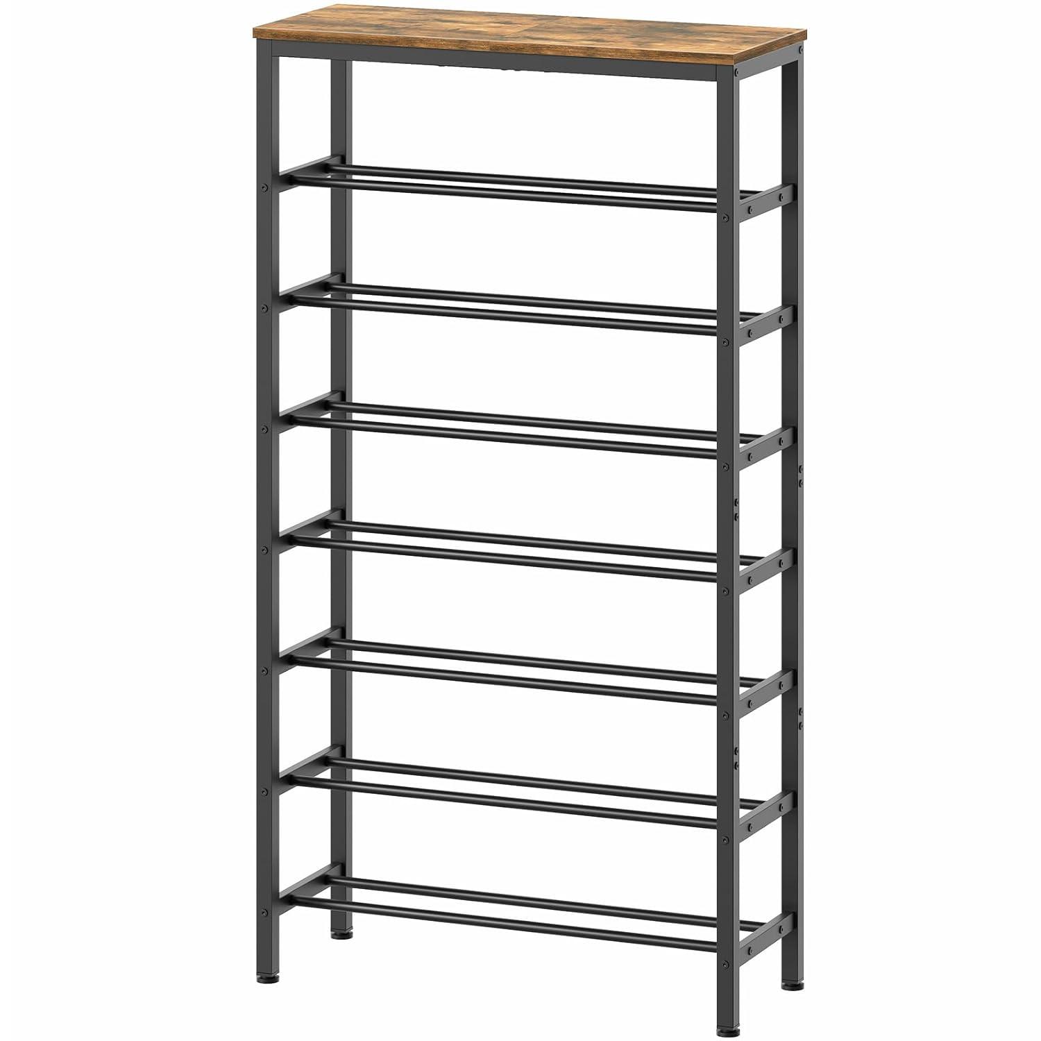 Shoe Rack, 6-Tier Shoe Organizer, for 18-24 Pairs of Shoes, Large Capacity Shoe Storage Shelf, Durable and Stable, for Entryway, Closet, Hallway, Dorm Room, Industrial, Rustic Brown BF67XJ01G1