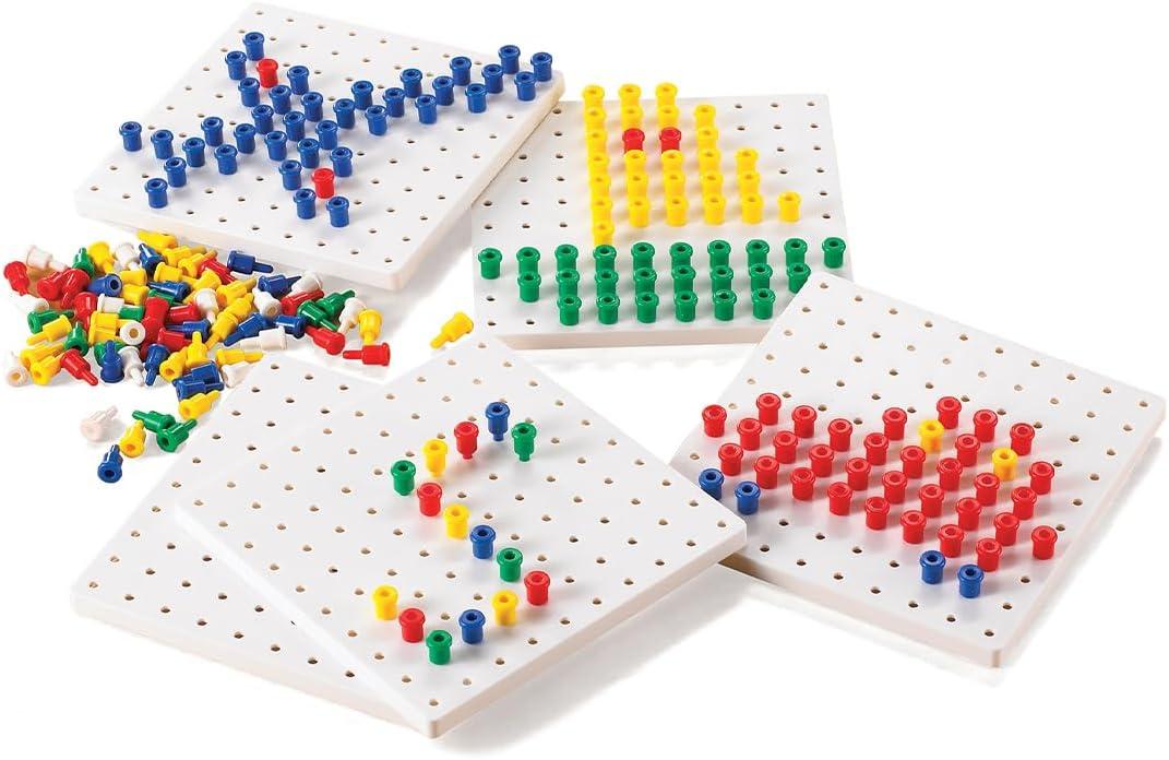 Colorful Plastic Pegs and Peg Boards Set for Kids