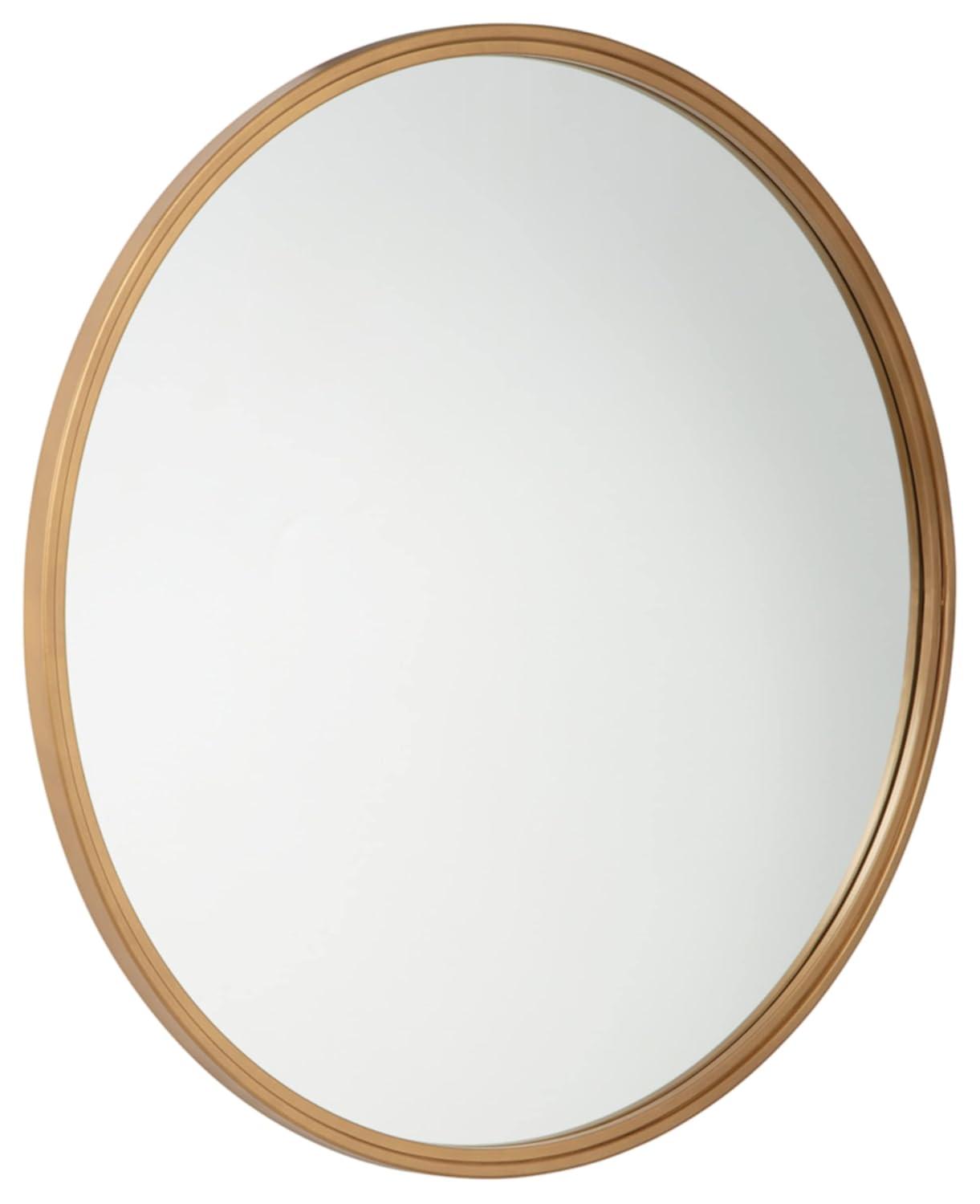 Gold Round Metal Frame Accent Mirror, 32 Inch