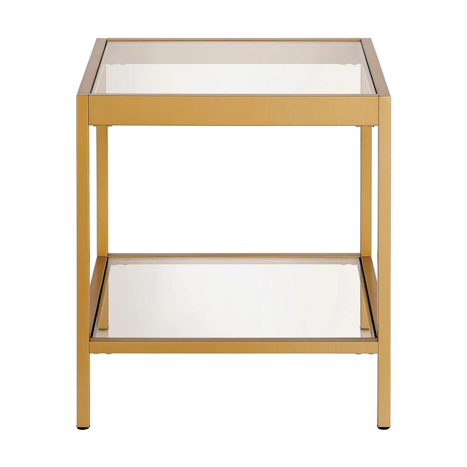 Evelyn&Zoe Alexis 20" Wide Square Side Table, Brass