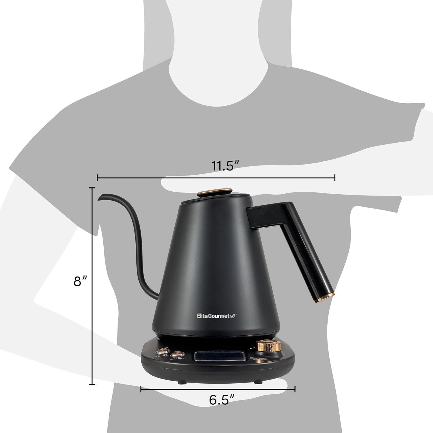 Elite Matte Black 1L Digital Gooseneck Electric Kettle