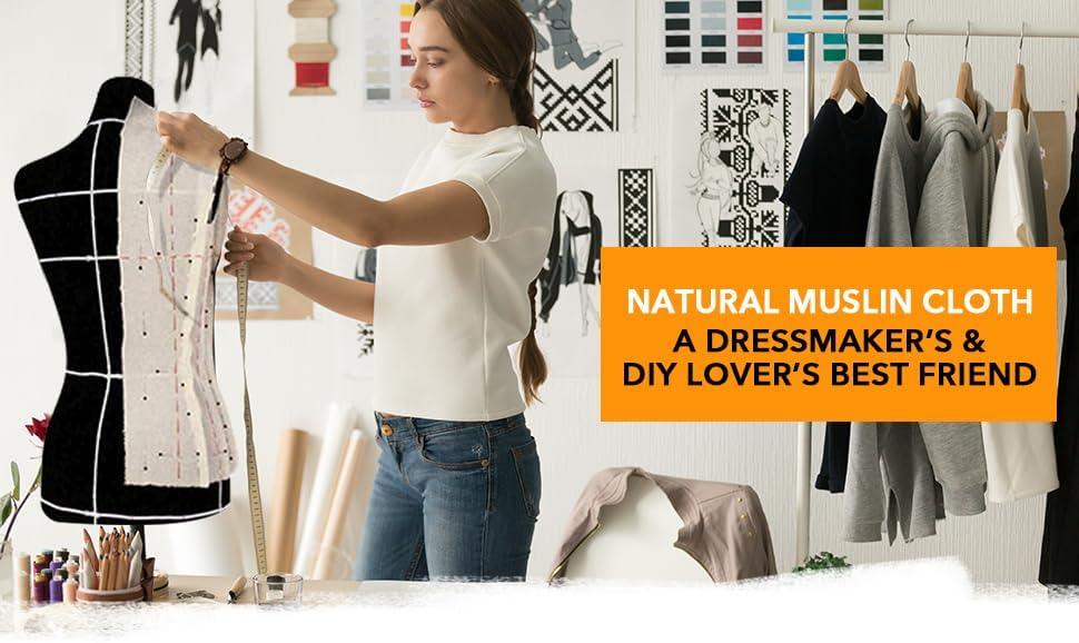 AK TRADING CO. Muslin Fabric/Textile Unbleached - Draping Fabric - Natural 10 Yards Medium Weight - 100% Cotton (63in. Wide)