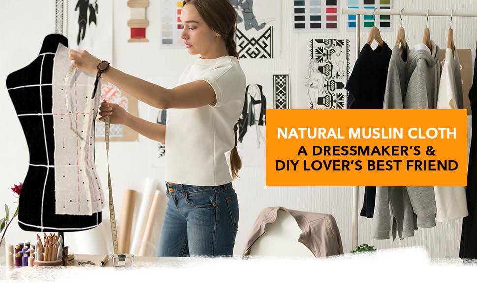 AK TRADING CO. Muslin Fabric/Textile Unbleached - Draping Fabric - Natural 10 Yards Medium Weight - 100% Cotton (63in. Wide)