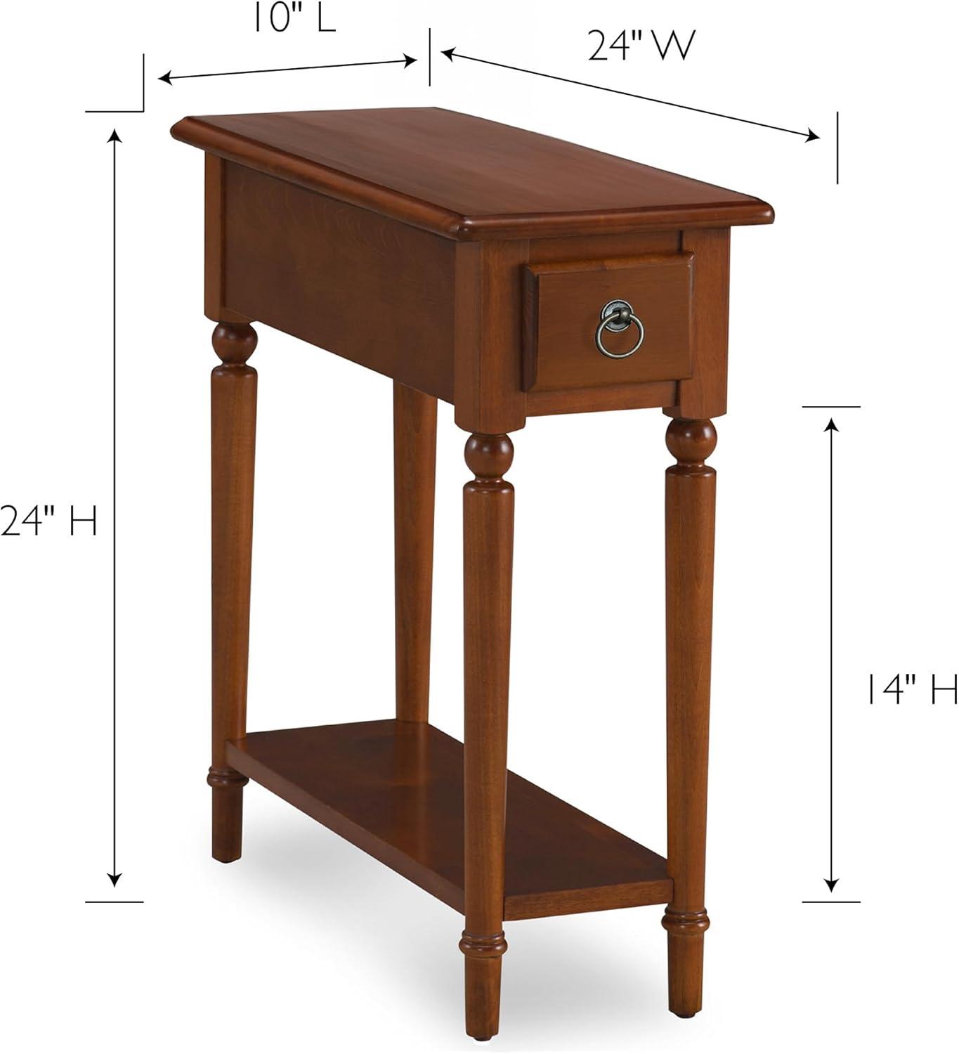 Coastal Pecan Silky Finish Narrow Chairside Table with Storage