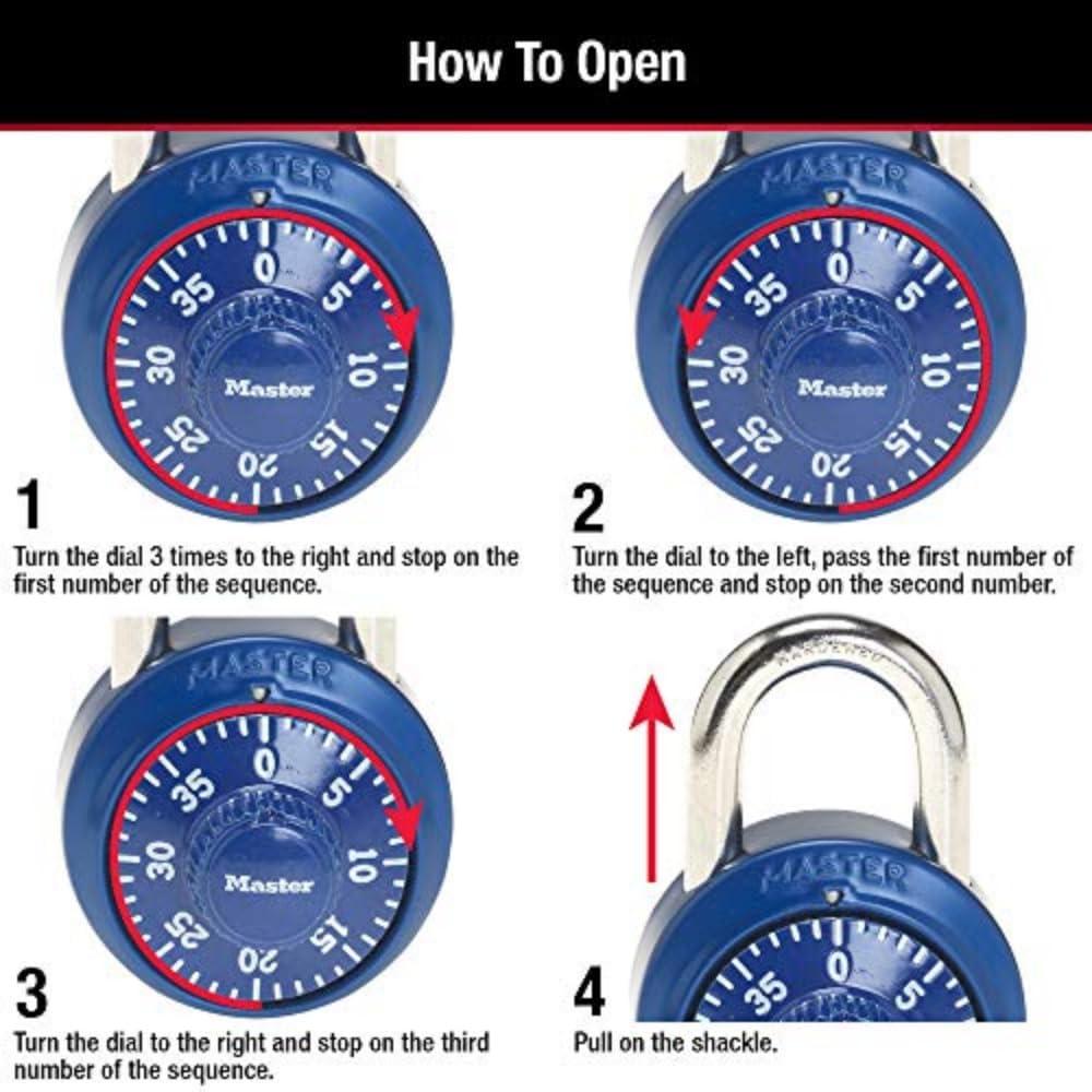 Master Lock Padlock 1530DCM Combination Dial with Aluminum Cover, 1-7/8in (48mm) Wide, Assorted Colors