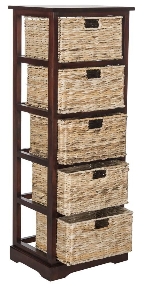 Vedette 5 Wicker Basket Storage Tower - AMH5739 - Cherry - Safavieh Couture