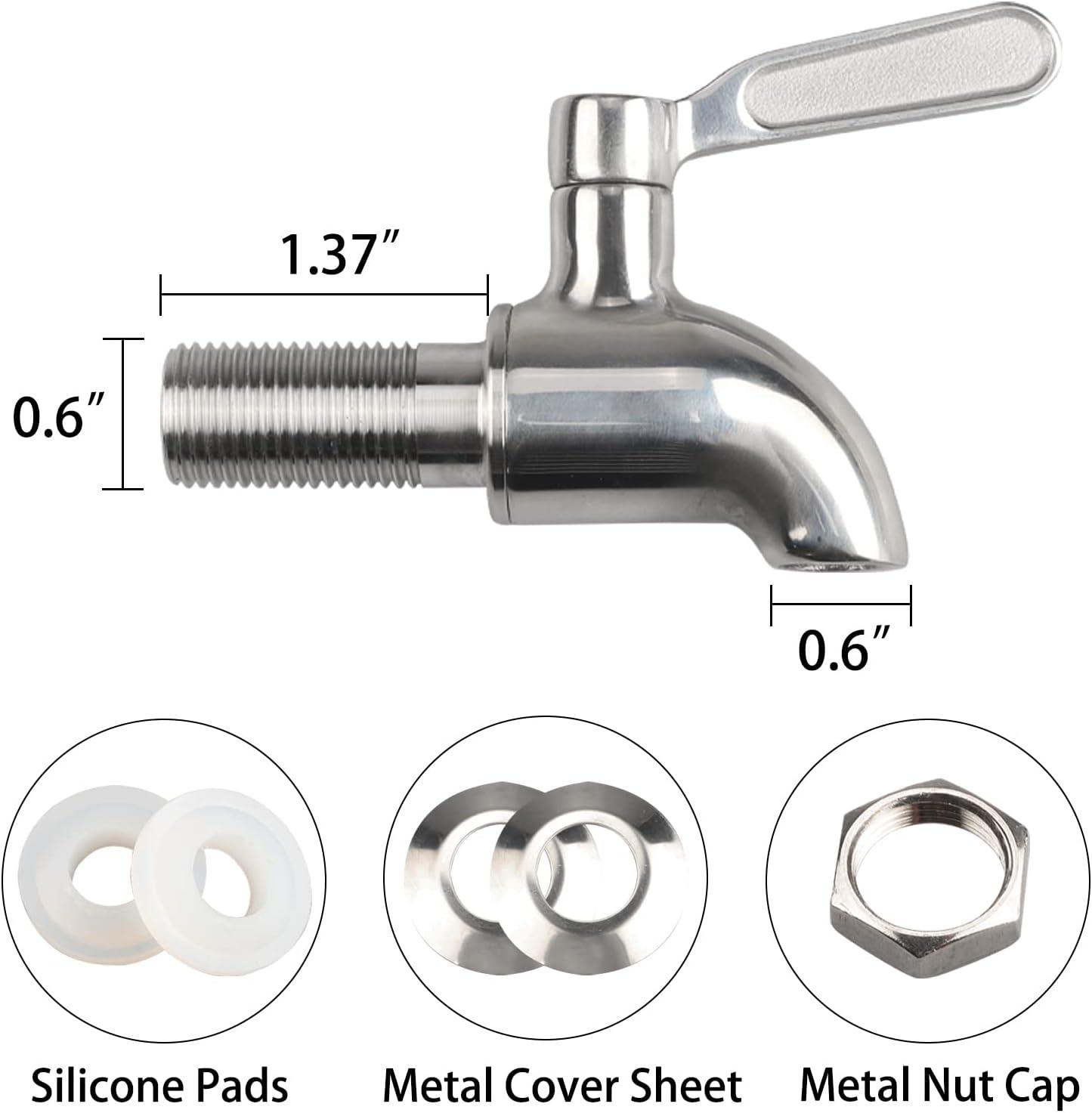 Polished Stainless Steel Beverage Dispenser Replacement Spigot Set