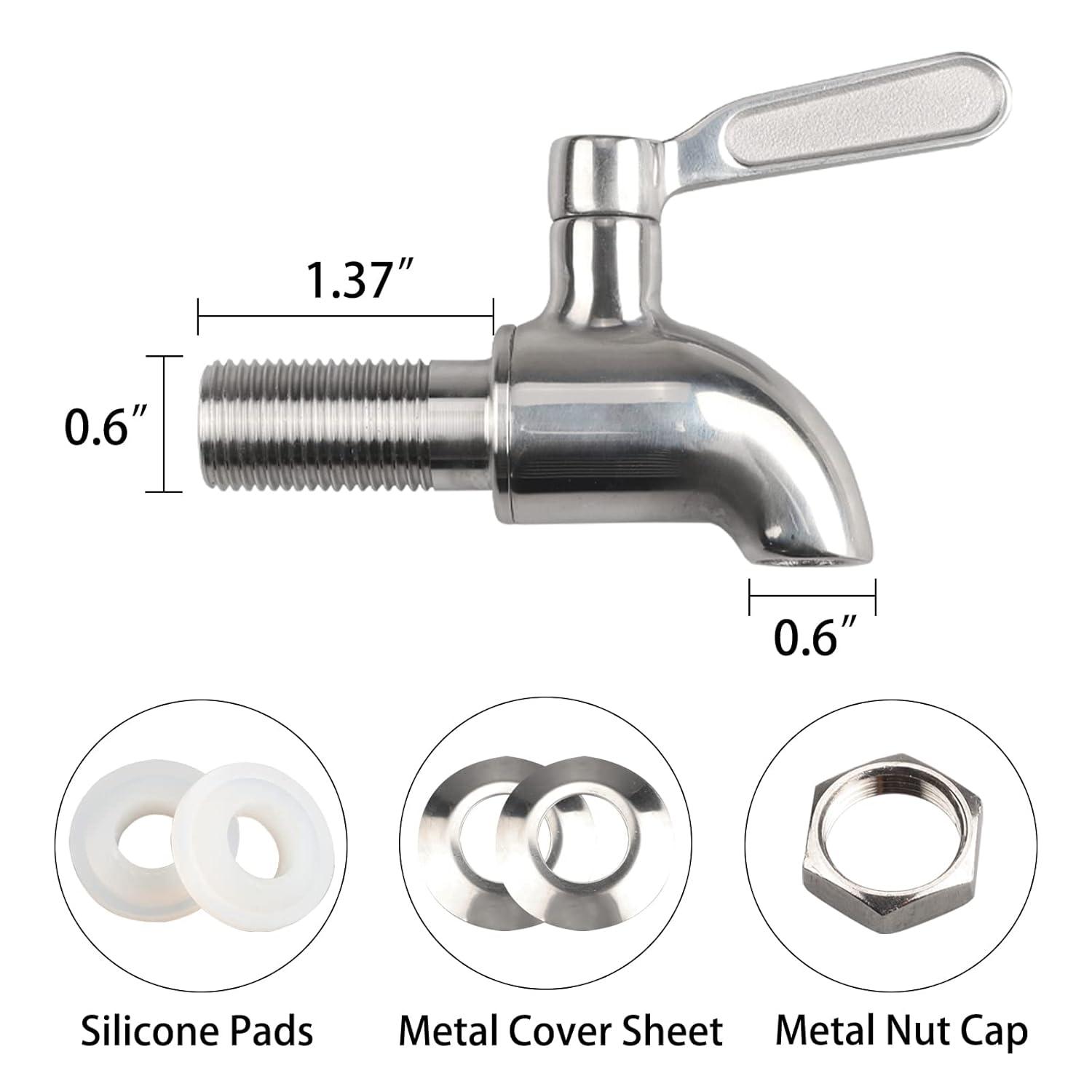 Polished Stainless Steel Beverage Dispenser Replacement Spigot Set