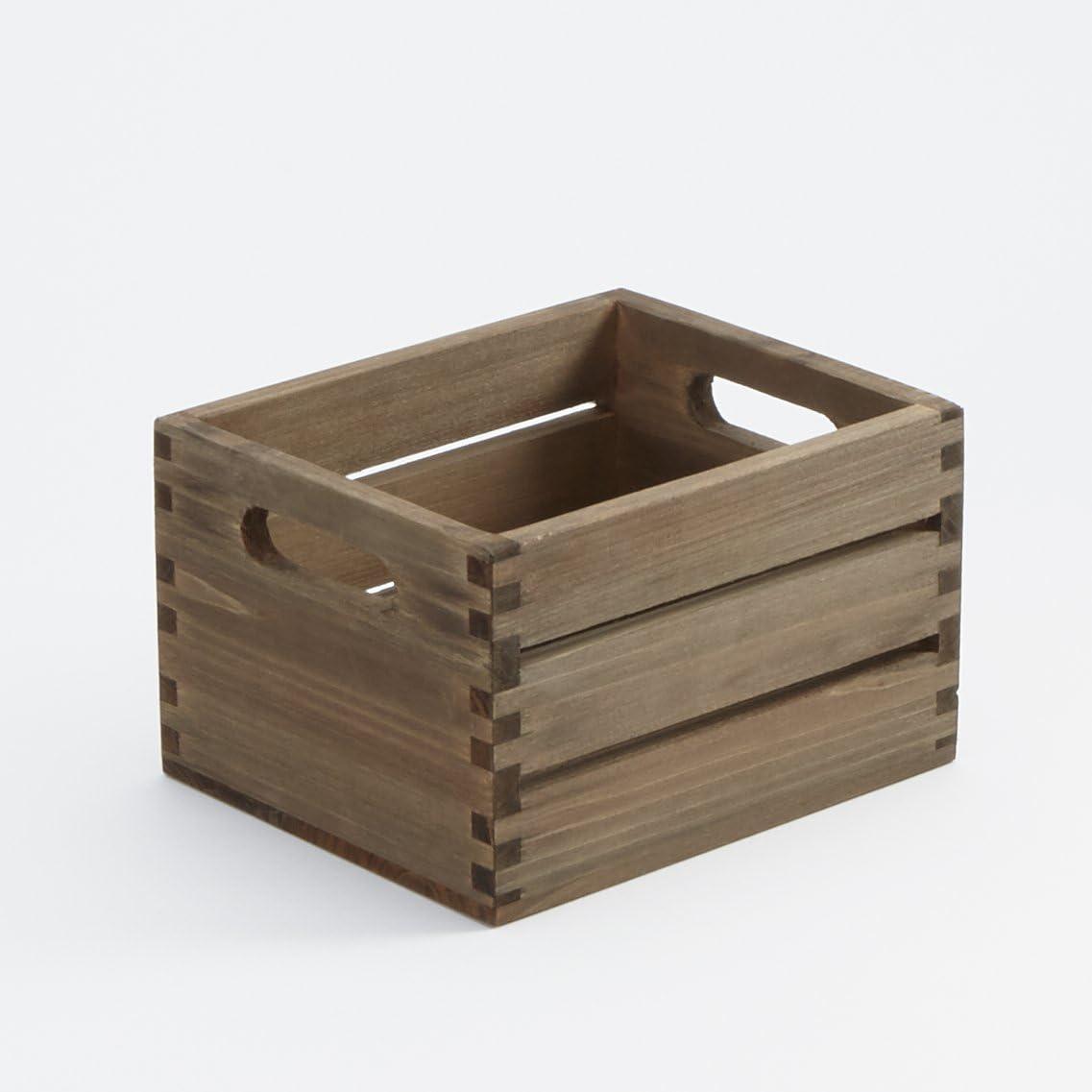 Vintage Brown Wood Rectangular Caddy Holder