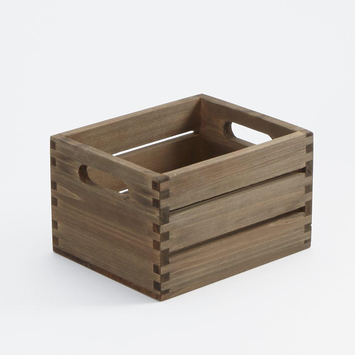 Vintage Brown Wood Rectangular Caddy Holder