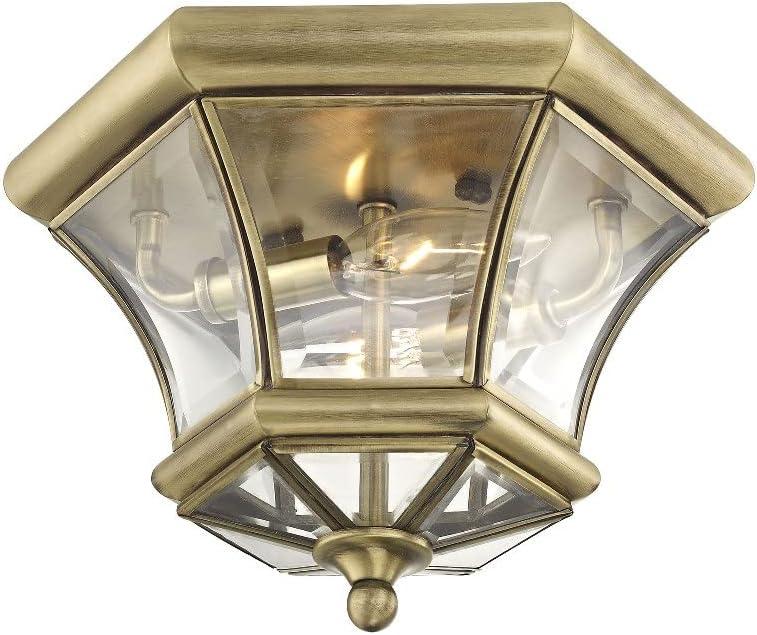 Bronze 2-Light Indoor/Outdoor Flush Mount with Clear Glass