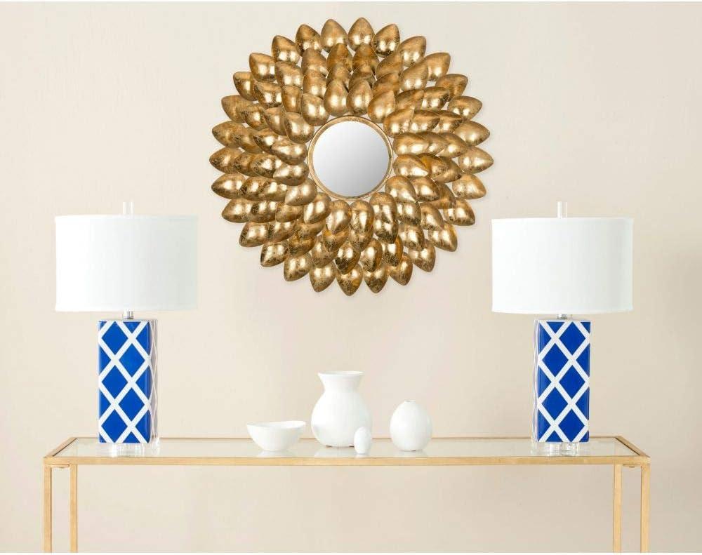 29" Round Gold Wood Sunburst Wall Mirror