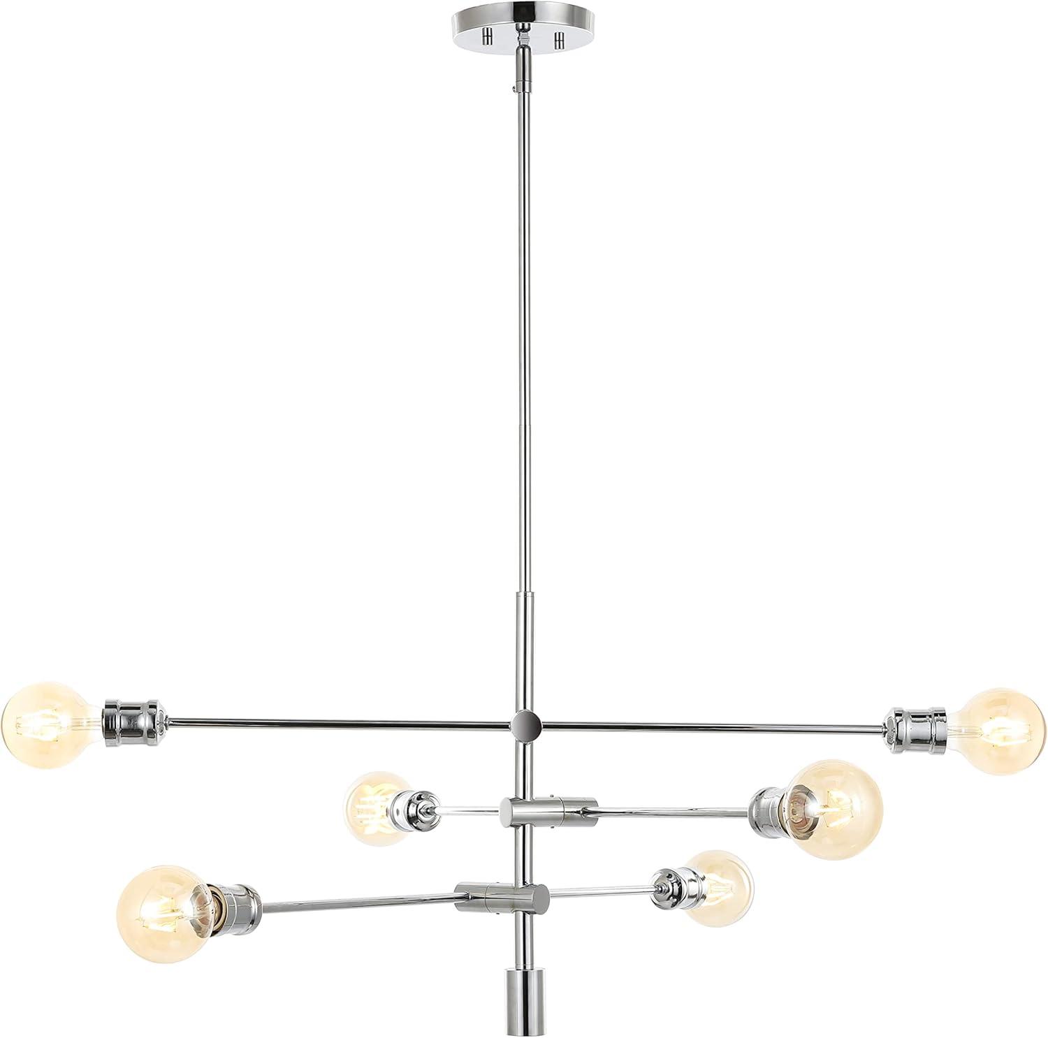 Atlas 36" Chrome 6-Light Adjustable Arm LED Sputnik Chandelier