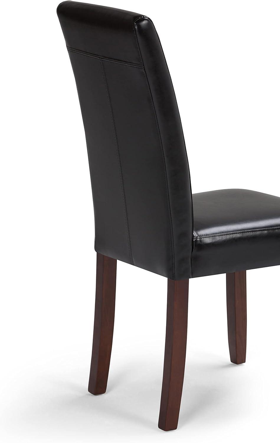 Acadian Midnight Black Faux Leather Upholstered Parsons Side Chair