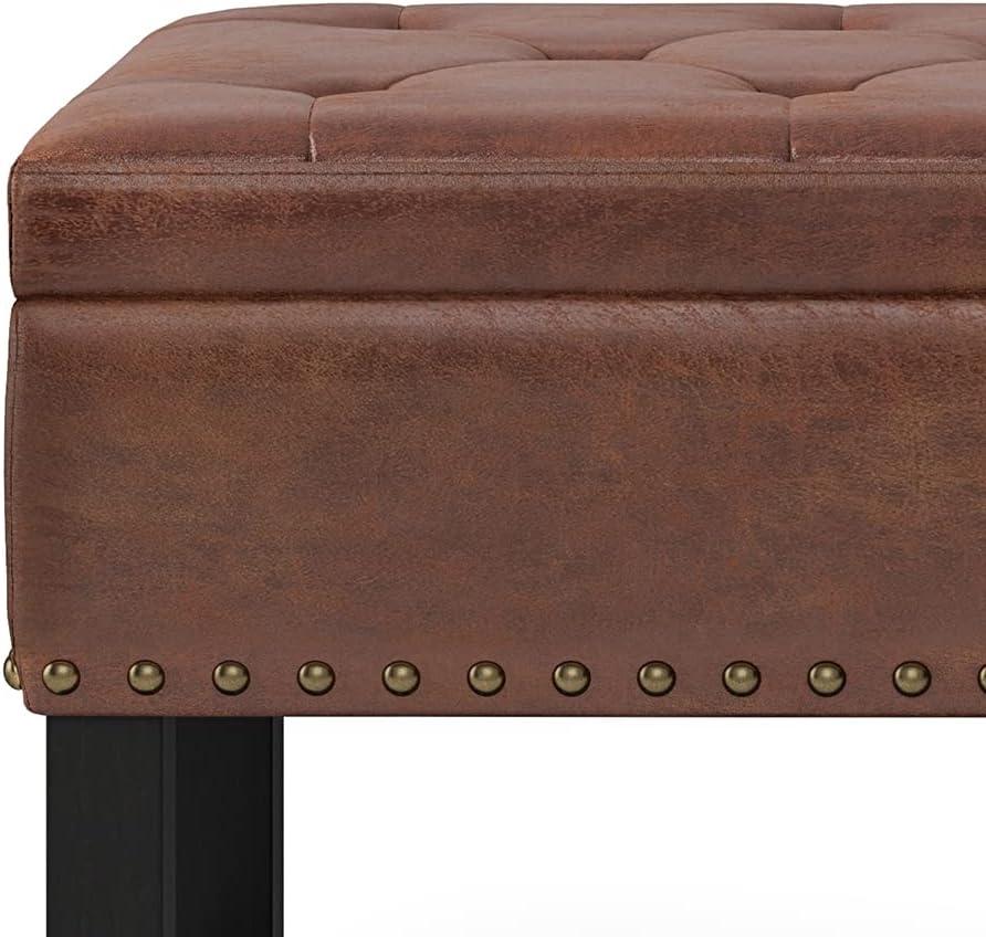 Simpli Home Lomond Faux Leather Upholstered Storage Bench