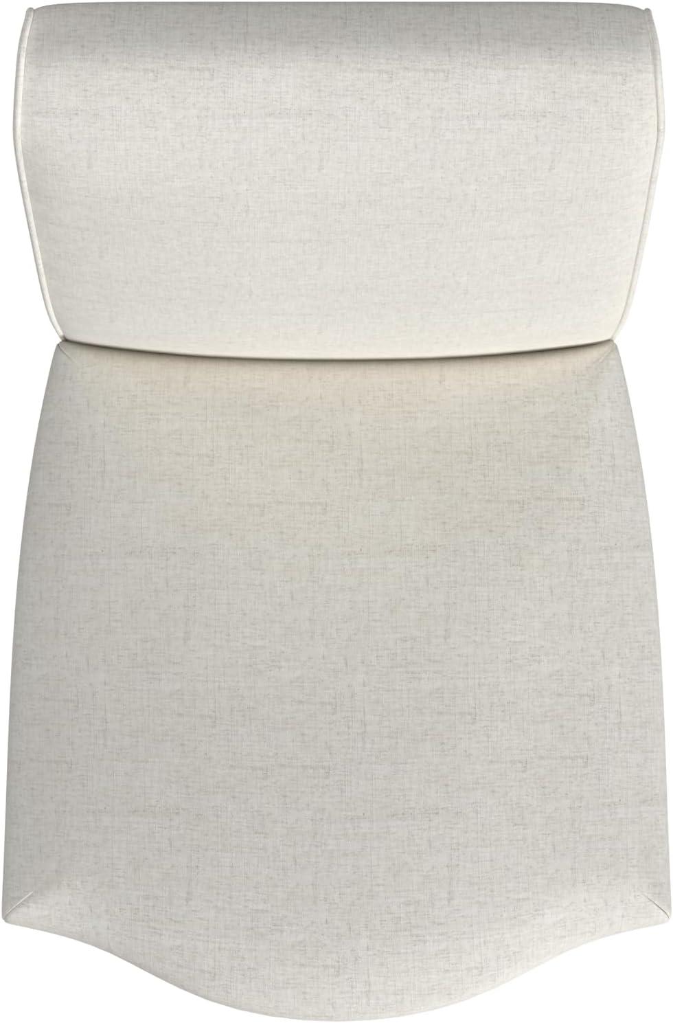 Cream Upholstered Linen Parsons Side Chair with Wood Legs, Set of 2