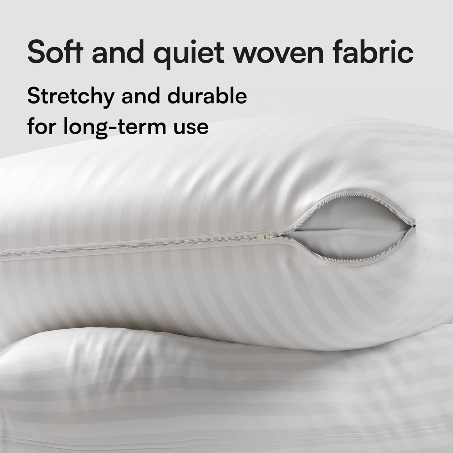 Ultra Soft Pillow Protectors with Zipper Queen Size - Set of 4 Breathable Pillow Covers - 100% Protection Against Stains, Dust & Dirt - Machine Washable (Dark White)