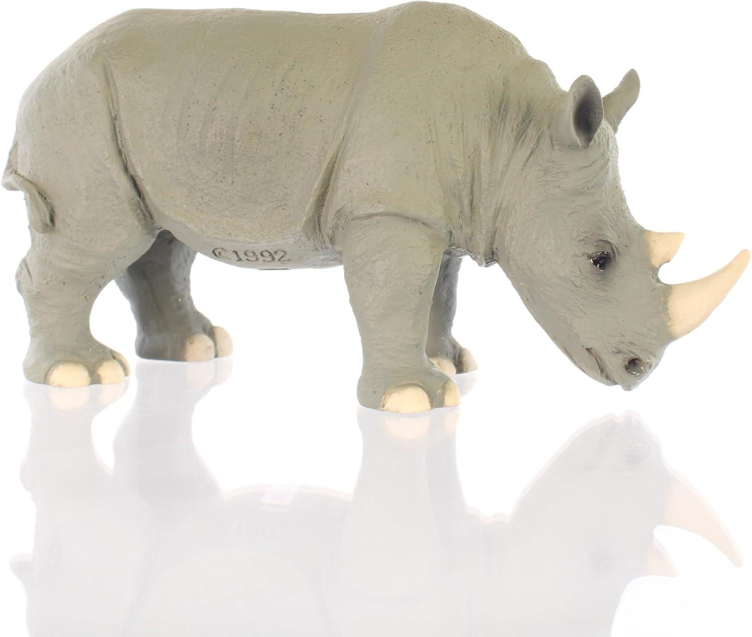 Hand-Painted Gray Resin Rhino Figurine, 3-4 Inches