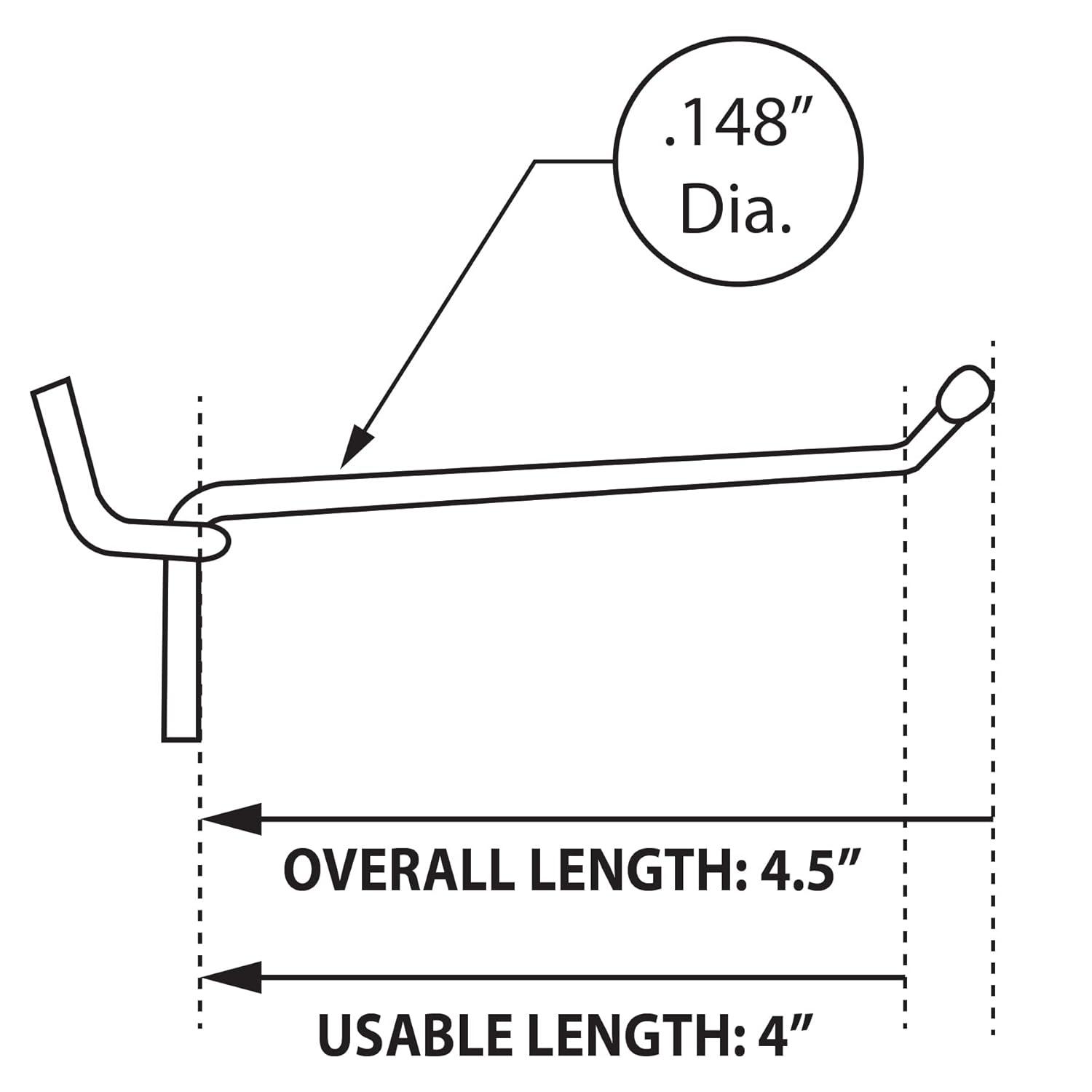 Azar Displays 700884 4" Metal Wire Hook: 0.148" Diameter, 50-Pack (Set of 50)