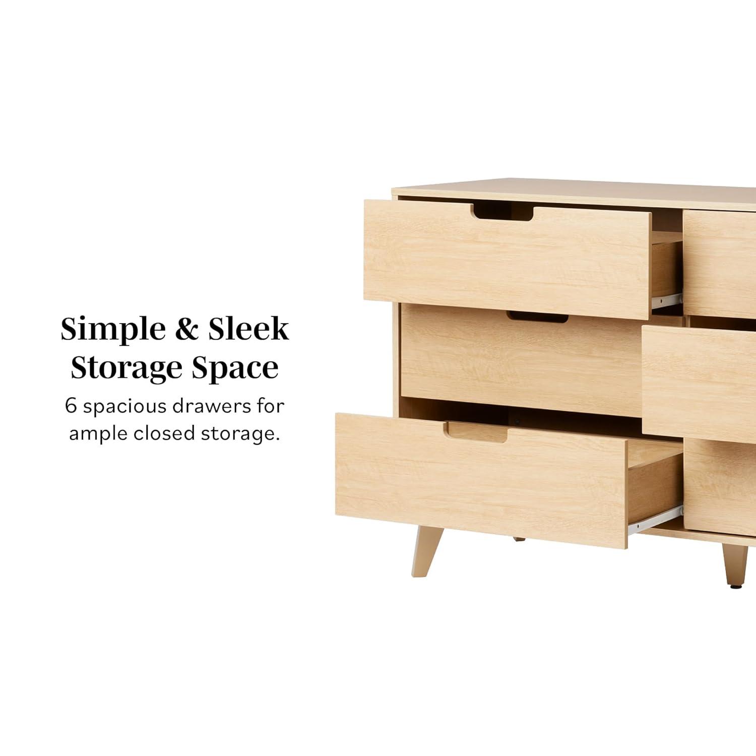 Walker Edison Modern 6-Drawer Dresser with Cut-Out Handles, Riviera