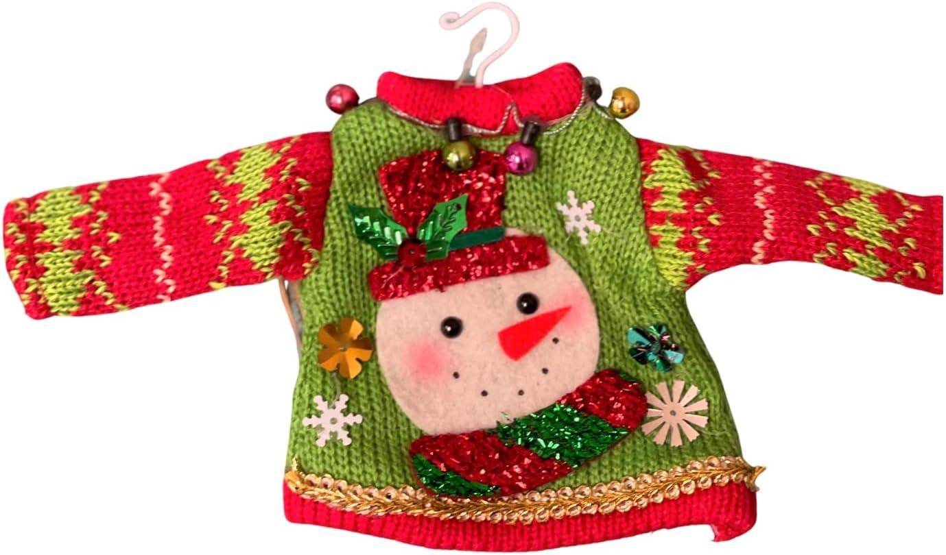 Tacky Sweaters Santa Snowman Reindeer Set of 3 Christmas Ornaments Elf Size