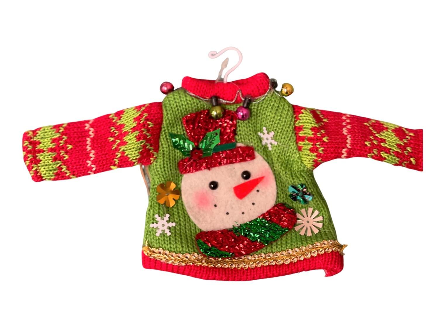 Tacky Sweaters Santa Snowman Reindeer Set of 3 Christmas Ornaments Elf Size