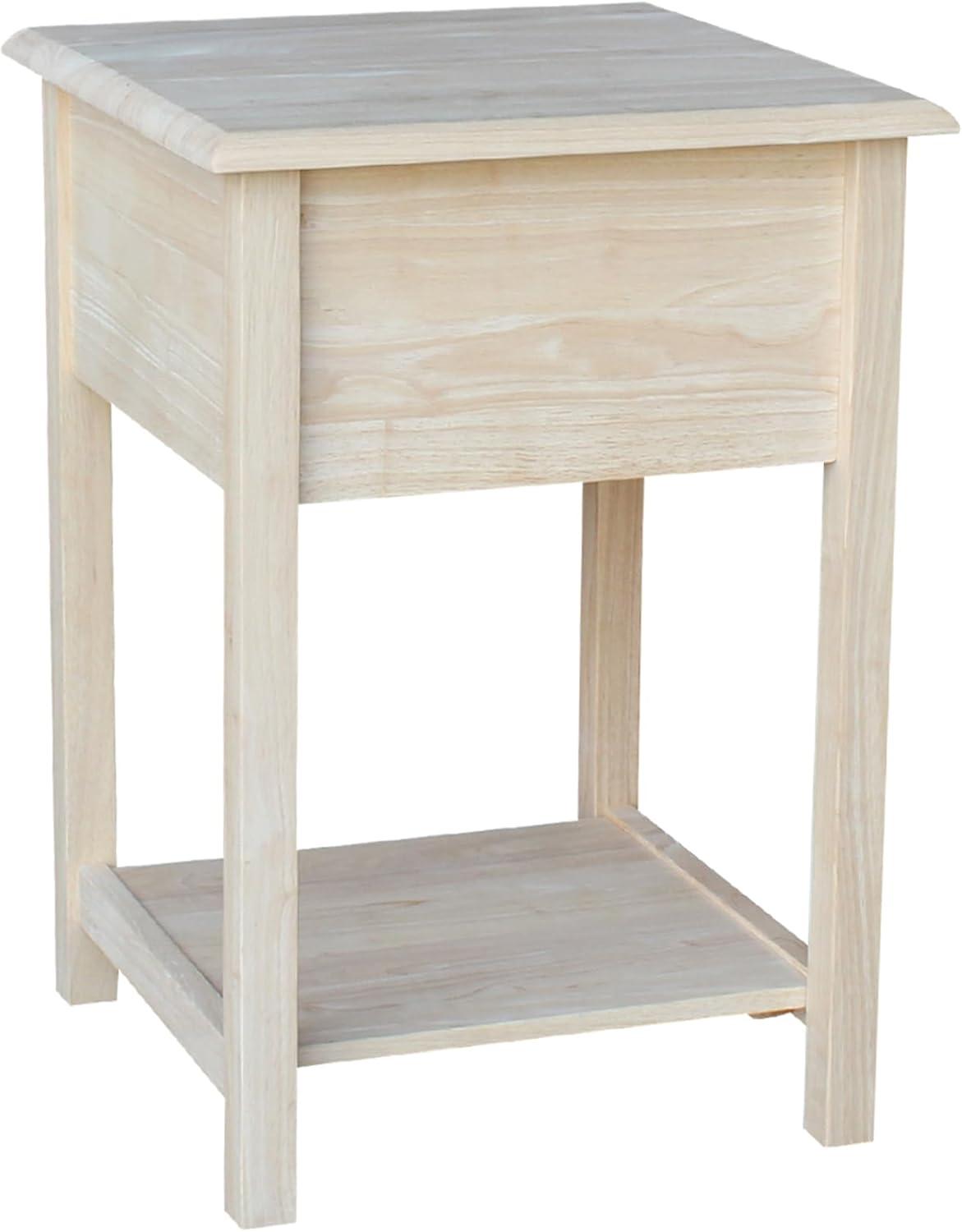 Lamp Table with 2 Drawers - International Concepts: Solid Parawood, Square, Traditional Style