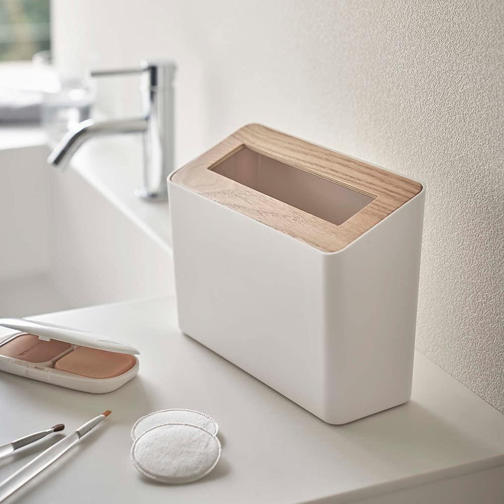 Ash & White Compact Tabletop Waste Bin with Removable Lid, 0.45 Gallons