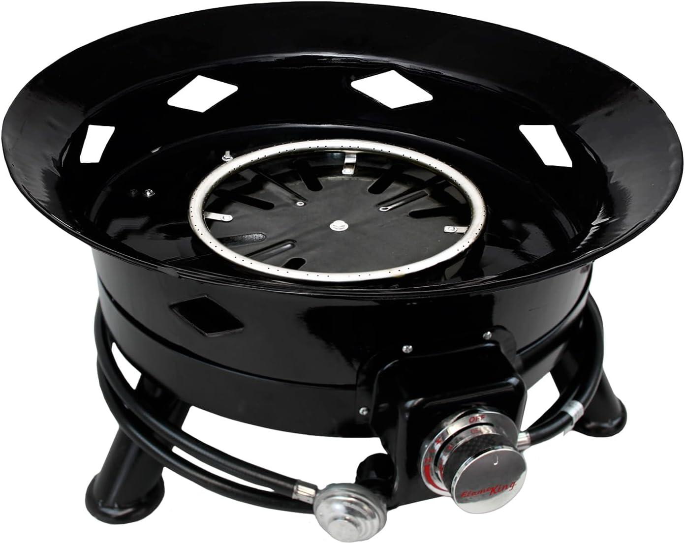 24-Inch Black Portable Gas Fire Pit with Lava Rocks