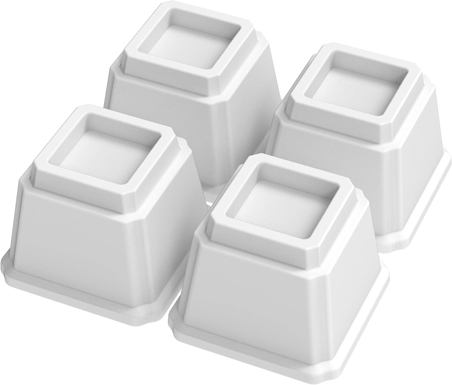 Whitmor Under Bed Storage & Furniture Risers - White - Set of 4 - Dimensions: 6.375 L x 6.375 W x 6.0 H inches