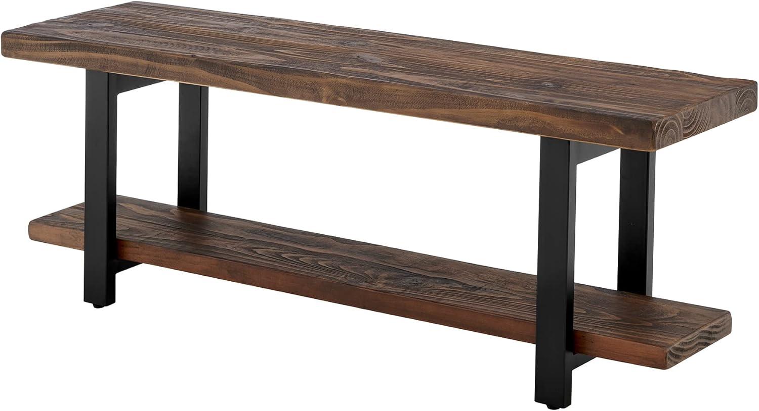 Pomona Rustic Industrial Solid Pine and Metal Bench with Storage