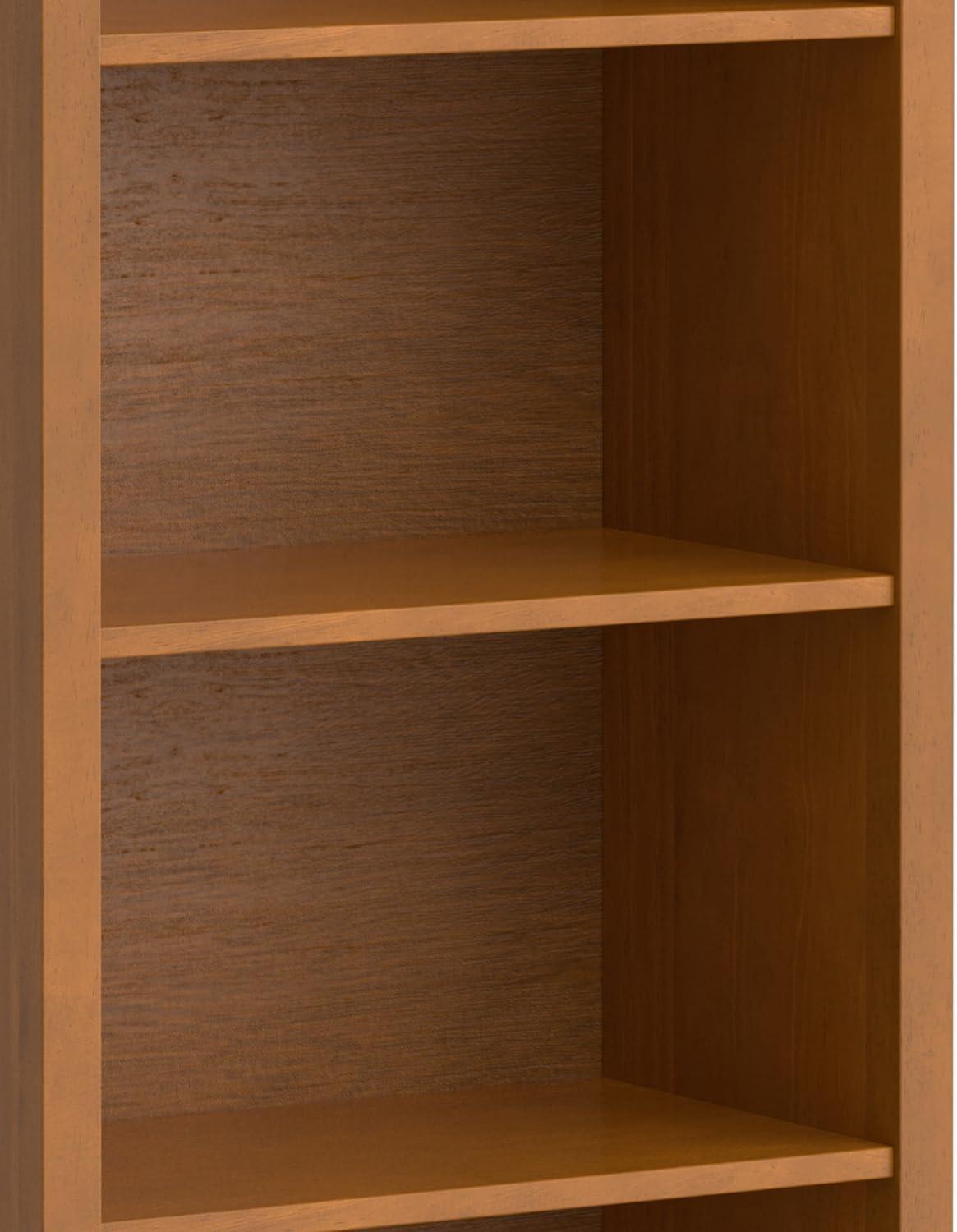 Simpli Home Warm Shaker SOLID WOOD 72 inch x 26 inch Transitional 5 Shelf Bookcase in Light Golden Brown