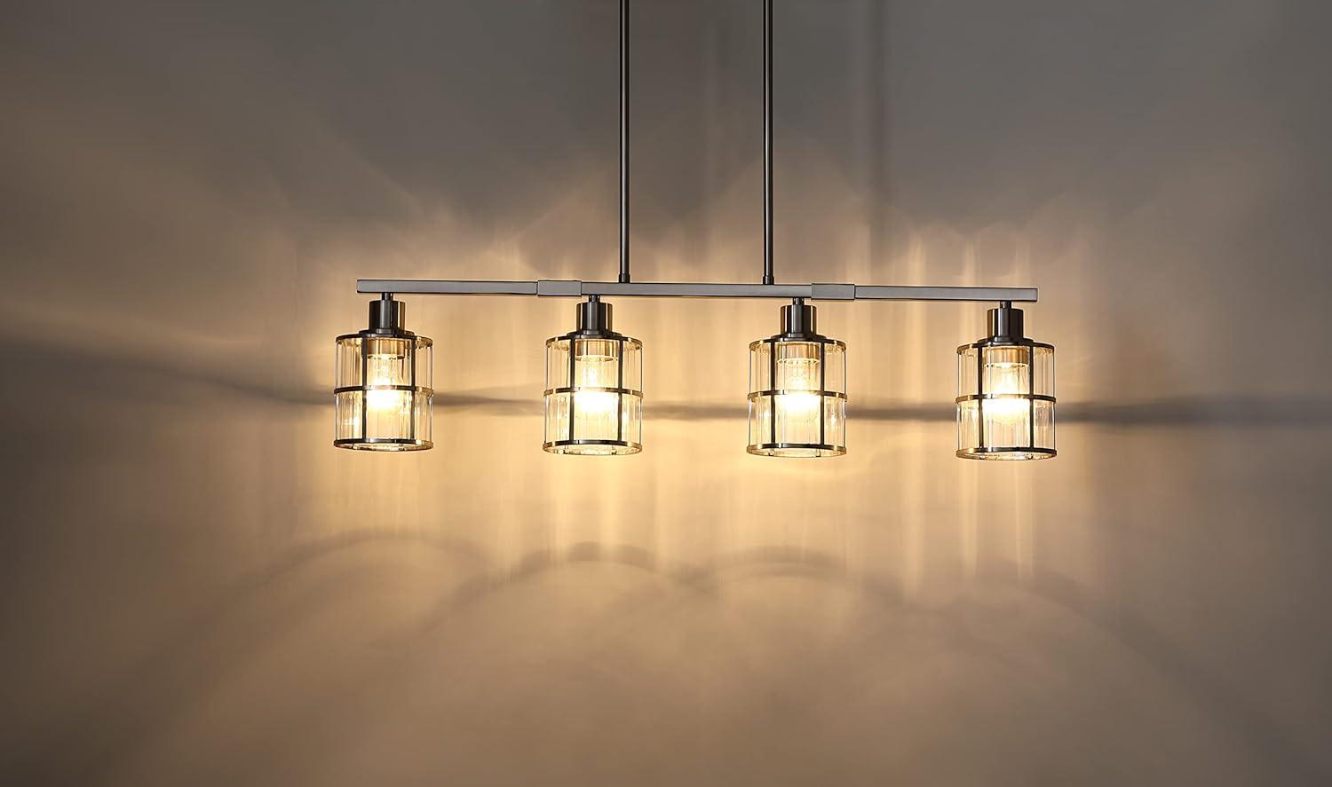 3-Light Pendant Lighting Clear Glass Pendant Lighting for Kitchen Island Brushed Nickel Hanging Light Fixture Pendant Light Dining Room Chandelier Farmhouse