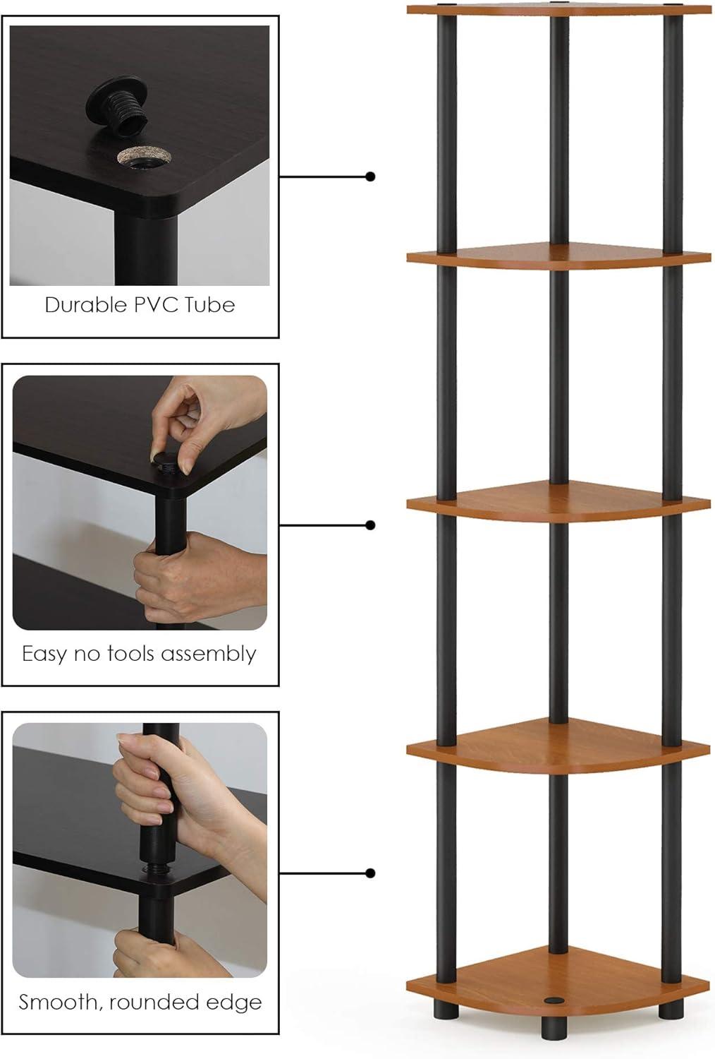 Black Corner 5-Tier Display Rack with Recycled PVC Tubes