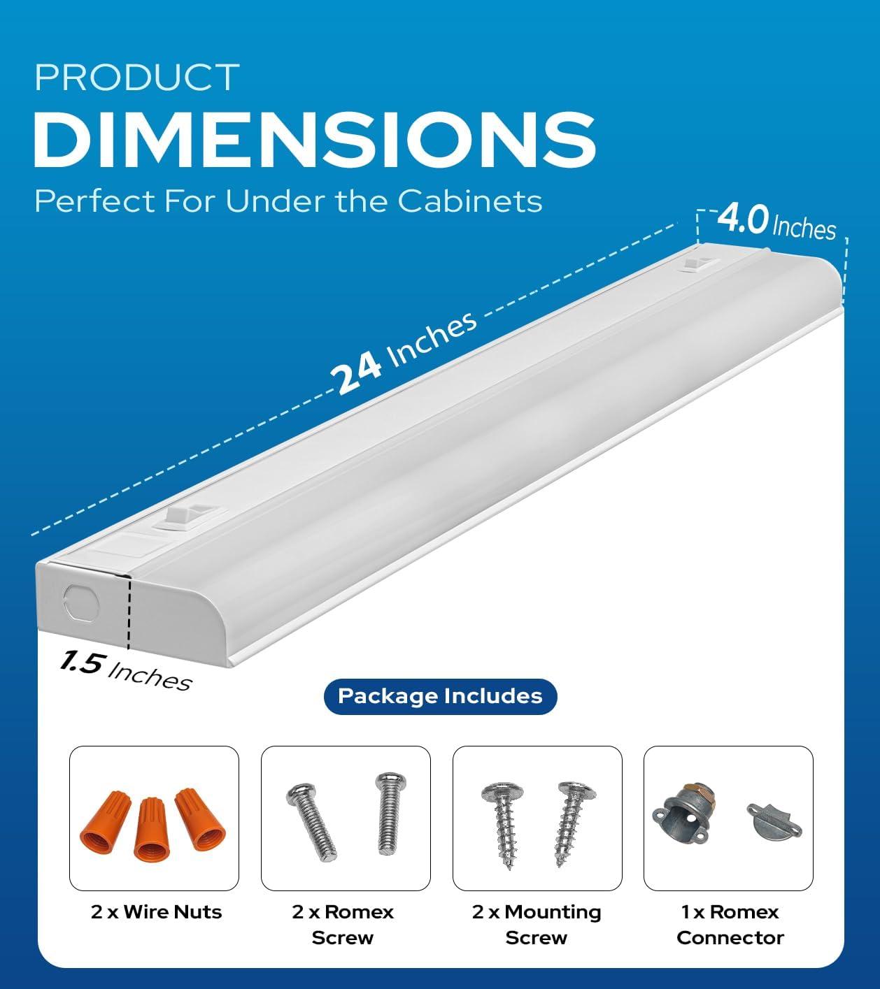 24-Inch Dimmable LED Under Cabinet Light in White