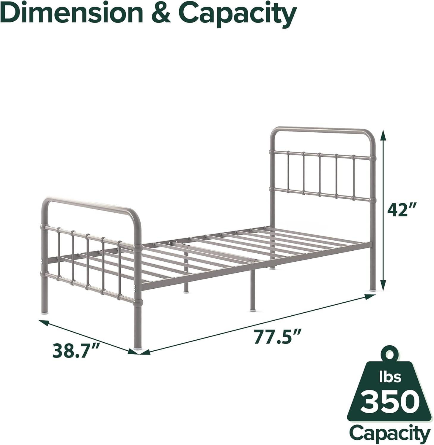 Zinus Florence 42" Modern Farmhouse Metal Platform Bed