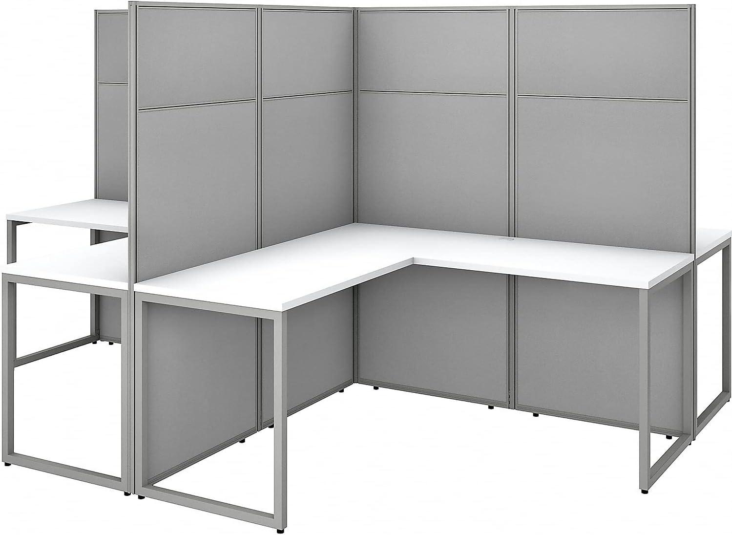 Bush Business Furniture Easy Office L-Shaped 4 Person Cubicle with Cable Management
