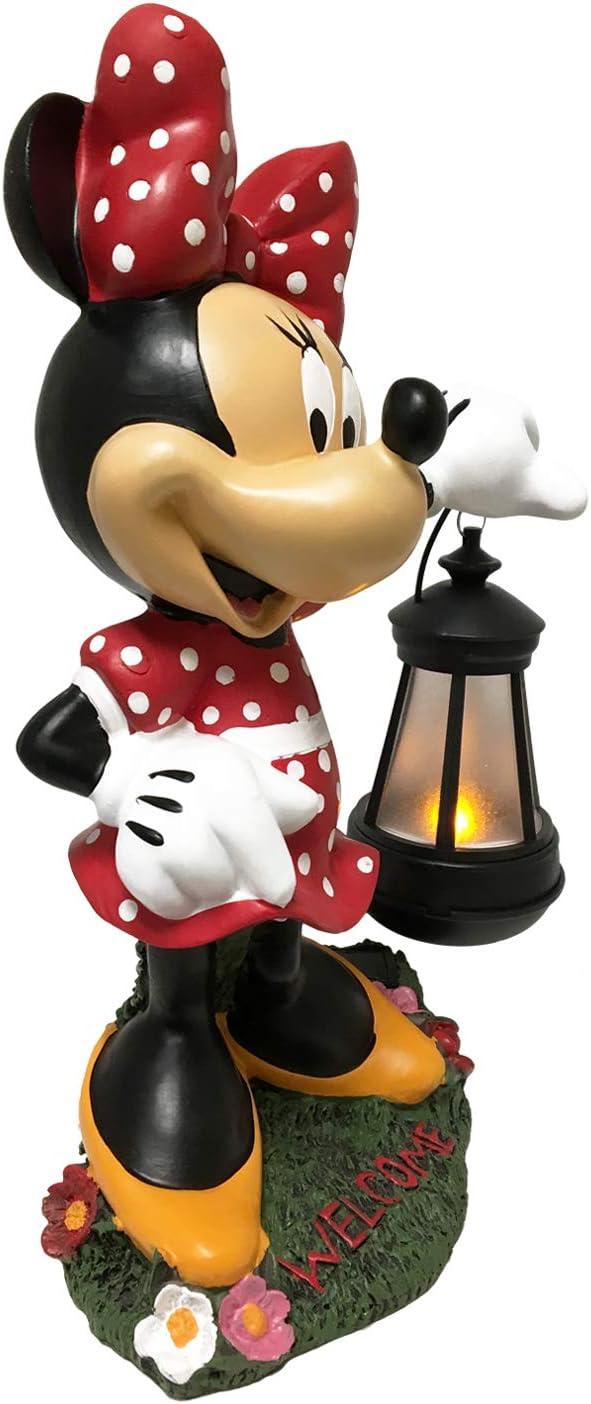 Back Yard Glory BACKYARD GLORY Disney Minnie Mouse Solar LED Lighted Lantern Everyday Outdoor Garden Statue, 12 inches Tall, Officially Licensed Disney Product