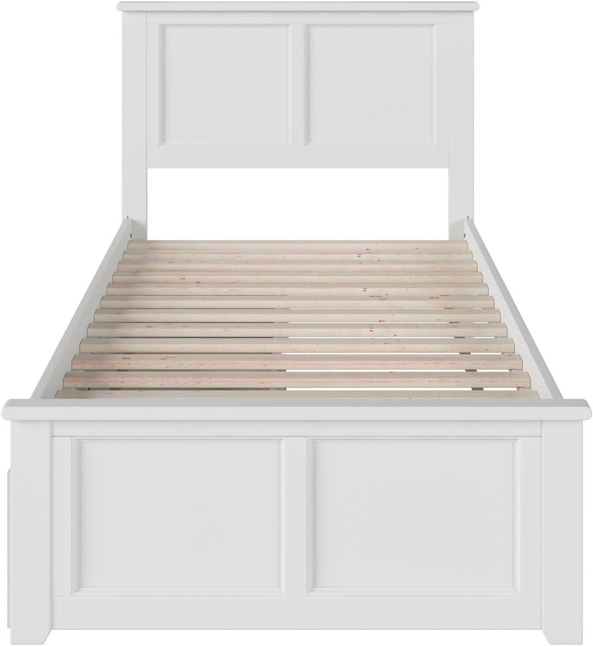 Madison White Twin XL Platform Bed with Matching Foot Board with 2-Urban Bed Drawers