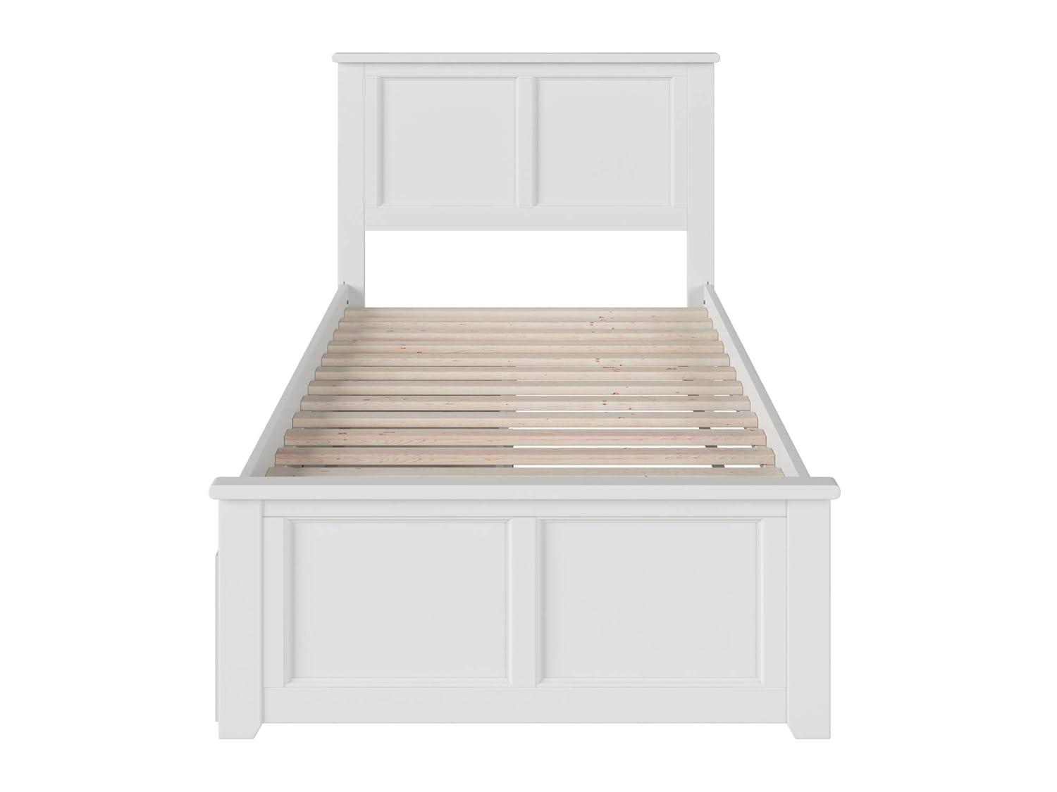 Madison Twin XL Platform Bed with Matching Foot Board with 2 Urban Bed Drawers in White