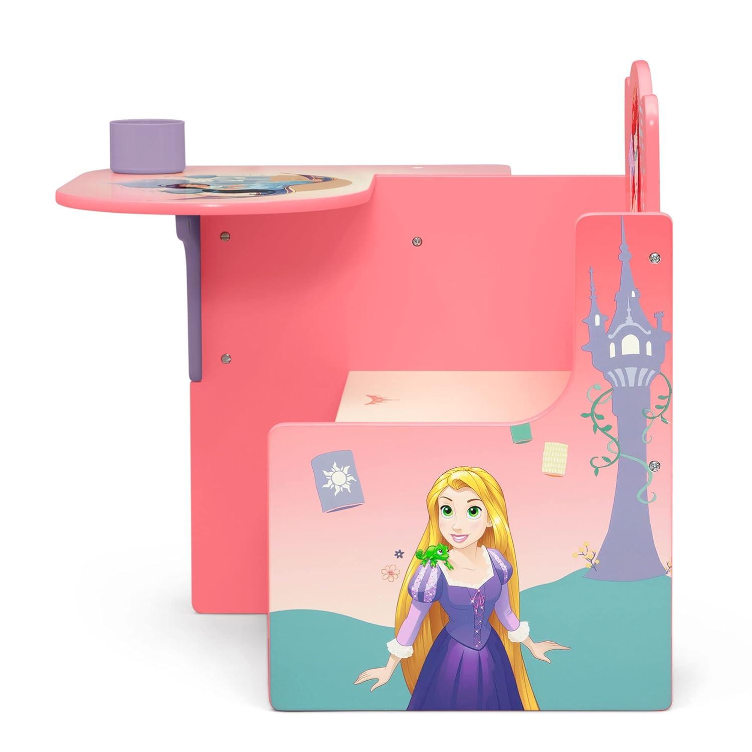 Disney Princess Pink Wood Chair Desk with Storage Bin