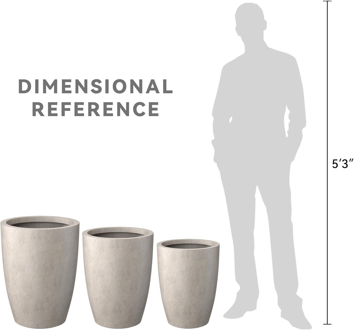 Rosemead Home & Garden 3pc Concrete Outdoor Planter Pots Beige