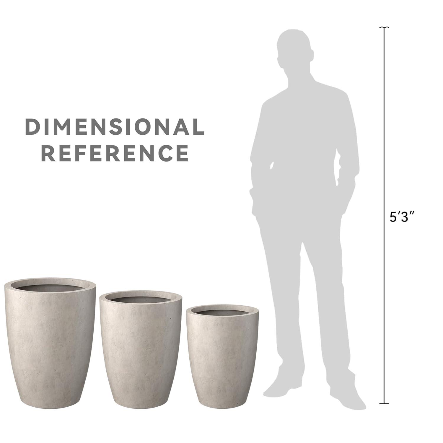 Rosemead Home & Garden 3pc Concrete Outdoor Planter Pots Beige