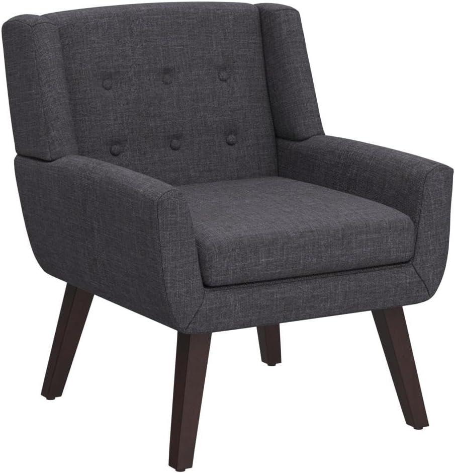 HUIMO Modern Linen Upholstered Armchair Tufted Accent Chair Grey