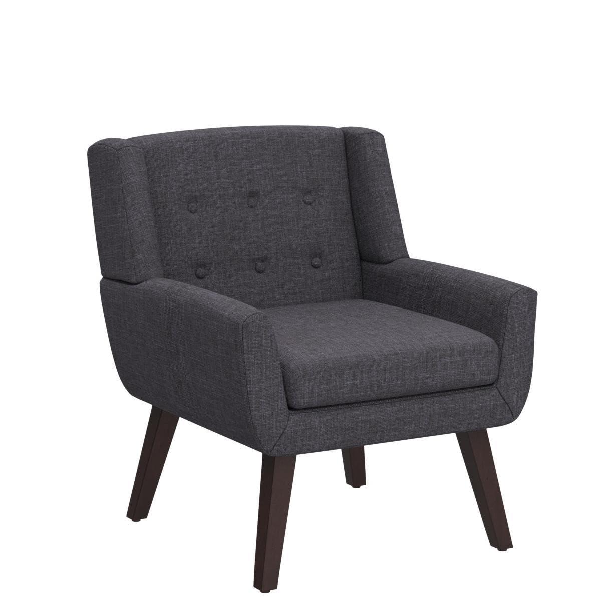 HUIMO Modern Linen Upholstered Armchair Tufted Accent Chair Grey