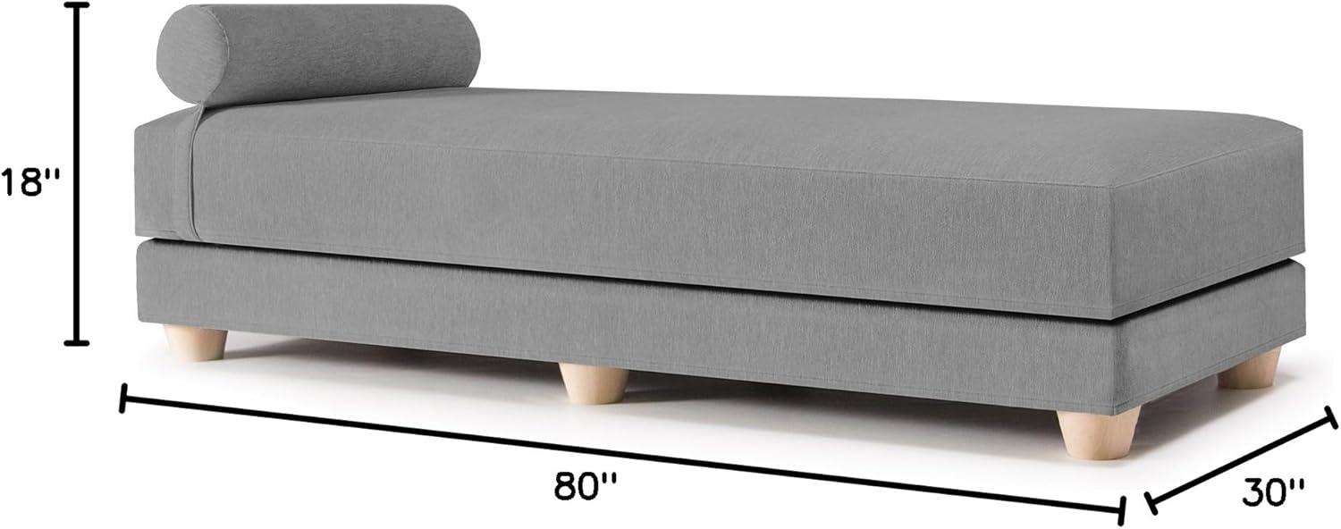 Grey Upholstered Queen Daybed with Maple Wood Frame